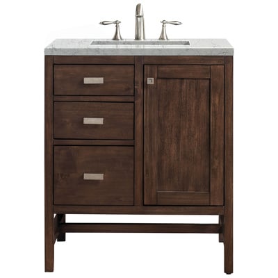 Bathroom Vanities James Martin Addison Parawood Yellow Poplar Solids Mid-Century Acacia Mid-Century Acacia E444-V30-MCA-3EJP 840108901256 Vanity Single Sink Vanities Under 30 Traditional Dark Brown With Top and Sink 