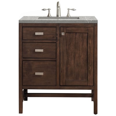 Bathroom Vanities James Martin Addison Parawood Yellow Poplar Solids Mid-Century Acacia Mid-Century Acacia E444-V30-MCA-3ESR 840108922374 Vanity Single Sink Vanities Under 30 Traditional Dark Brown With Top and Sink 