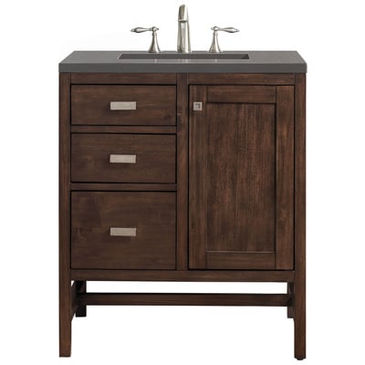 Bathroom Vanities James Martin Addison Parawood Yellow Poplar Solids Mid-Century Acacia Mid-Century Acacia E444-V30-MCA-3GEX 840108901263 Vanity Single Sink Vanities Under 30 Traditional Dark Brown With Top and Sink 