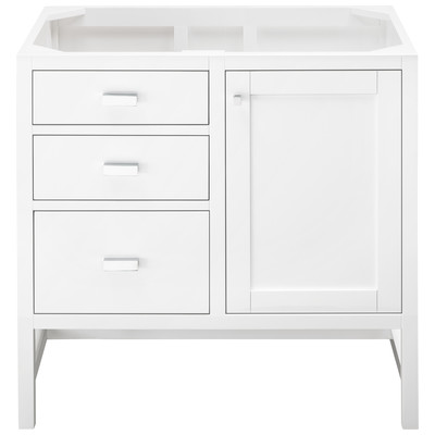 James Martin Bathroom Vanities, Single Sink Vanities, 30-40, Traditional, White, Optional Top, Glossy White, Traditional, Transitional, Yellow Poplar Solids, Plywood Panels and MDF, Cabinet, 840108913426, E444-V36-GW