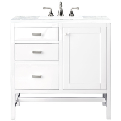 Bathroom Vanities James Martin Addison Yellow Poplar Solids Plywood Glossy White Glossy White E444-V36-GW-3AF 840108914393 Vanity Single Sink Vanities 30-40 Traditional White With Top and Sink 