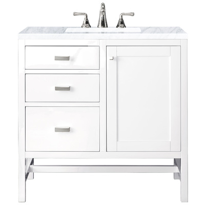 Bathroom Vanities James Martin Addison Yellow Poplar Solids Plywood Glossy White Glossy White E444-V36-GW-3CAR 840108914409 Vanity Single Sink Vanities 30-40 Traditional White With Top and Sink 