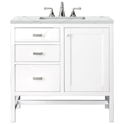 Bathroom Vanities James Martin Addison Yellow Poplar Solids Plywood Glossy White Glossy White E444-V36-GW-3ENC 840108942310 Vanity Single Sink Vanities 30-40 Traditional White With Top and Sink 