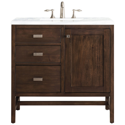 Bathroom Vanities James Martin Addison Parawood Yellow Poplar Solids Mid-Century Acacia Mid-Century Acacia E444-V36-MCA-3AF 840108901362 Vanity Single Sink Vanities 30-40 Traditional Dark Brown With Top and Sink 