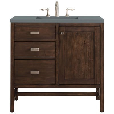 Bathroom Vanities James Martin Addison Parawood Yellow Poplar Solids Mid-Century Acacia Mid-Century Acacia E444-V36-MCA-3CBL 840108942327 Vanity Single Sink Vanities 30-40 Traditional Dark Brown With Top and Sink 