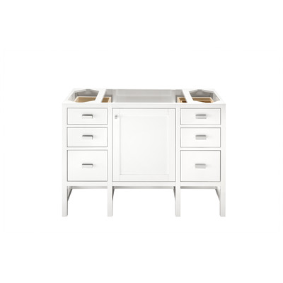 James Martin Bathroom Vanities, Single Sink Vanities, 40-50, Traditional, White, Optional Top, Glossy White, Traditional, Transitional, Yellow Poplar Solids, Plywood Panels and MDF, Cabinet, 840108913433, E444-V48-GW