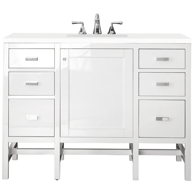 Bathroom Vanities James Martin Addison Yellow Poplar Solids Plywood Glossy White Glossy White E444-V48-GW-3WZ 840108954320 Vanity Single Sink Vanities 40-50 Traditional White With Top and Sink 