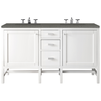 Bathroom Vanities James Martin Addison Yellow Poplar Solids Plywood Glossy White Glossy White E444-V60D-GW-3GEX 840108914621 Vanity Double Sink Vanities 50-70 Traditional White With Top and Sink 
