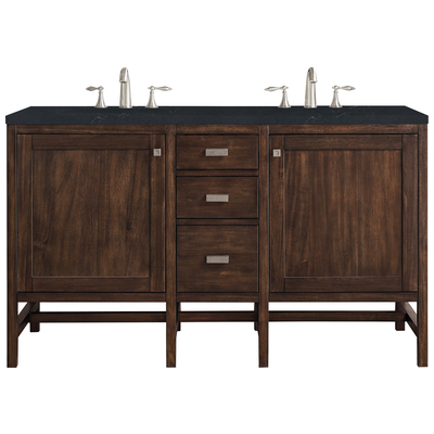 James Martin Bathroom Vanities, Double Sink Vanities, 50-70, Traditional, Dark Brown, With Top and Sink, Mid-Century Acacia, Traditional, Transitional, Charcoal Soapstone, Parawood, Yellow Poplar Solids, Plywood Panels and MDF, Mango Veneers, Vanit