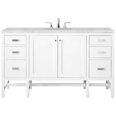 Bathroom Vanities James Martin Addison Yellow Poplar Solids Plywood Glossy White Glossy White E444-V60S-GW-3CAR 840108914560 Vanity Single Sink Vanities 50-70 Traditional White With Top and Sink 