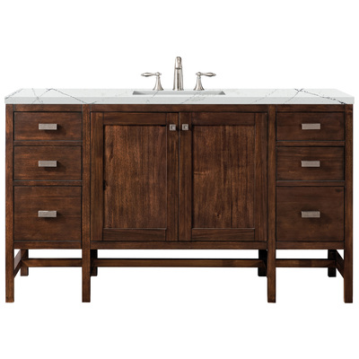 Bathroom Vanities James Martin Addison Parawood Yellow Poplar Solids Mid-Century Acacia Mid-Century Acacia E444-V60S-MCA-3ENC 840108942457 Vanity Single Sink Vanities 50-70 Traditional Dark Brown With Top and Sink 
