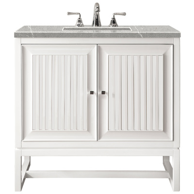 James Martin Bathroom Vanities, Single Sink Vanities, Under 30, Traditional, White, With Top and Sink, Glossy White, Traditional, Eternal Serena, Yellow Poplar Solids, Plywood Panels and MDF, Vanity, 840108914829, E645-V30-GW-3ESR