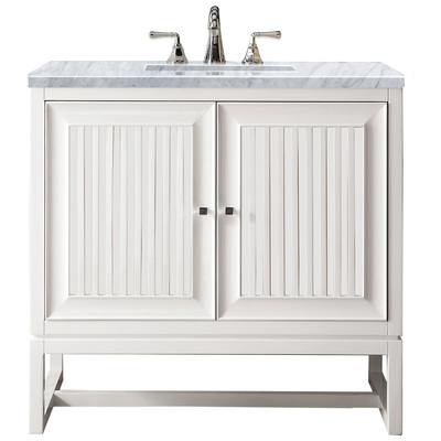 Bathroom Vanities James Martin Athens Yellow Poplar Solids Plywood Glossy White Glossy White E645-V36-GW-3CAR 840108914881 Vanity Single Sink Vanities 30-40 Traditional White With Top and Sink 