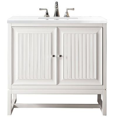 Bathroom Vanities James Martin Athens Yellow Poplar Solids Plywood Glossy White Glossy White E645-V36-GW-3WZ 840108954481 Vanity Single Sink Vanities 30-40 Traditional White With Top and Sink 