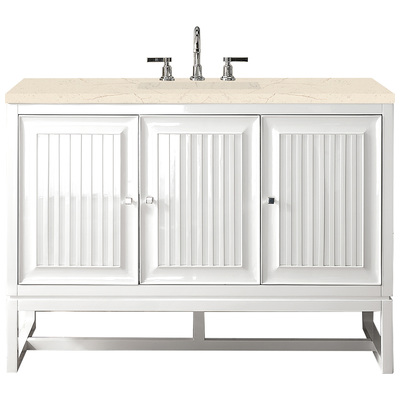 Bathroom Vanities James Martin Athens Yellow Poplar Solids Plywood Glossy White Glossy White E645-V48-GW-3EMR 840108914973 Vanity Single Sink Vanities 40-50 Traditional White With Top and Sink 