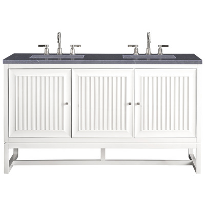 Bathroom Vanities James Martin Athens Yellow Poplar Solids Plywood Glossy White Glossy White E645-V60D-GW-3CSP 840108915086 Vanity Double Sink Vanities 50-70 Traditional White With Top and Sink 