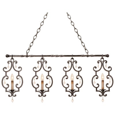 Billiard and Island Lighting Kalco Montgomery Hand Forged Wrought Iron | Cry Antique Copper Indoor 2635AC 0720062118917 Island Gothic Transitional Crystal Hand Forged Iron Hand Antique Metal Bronze Zinc Copp 