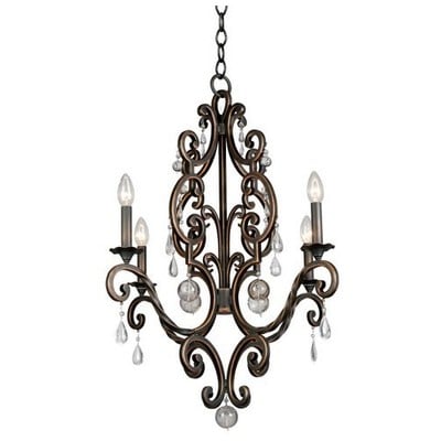Chandelier Kalco Montgomery Hand Forged Wrought Iron | Cry Antique Copper Indoor 2638AC 0720062119297 Chandelier 5 to 8 Light 5-light 5 light 5 