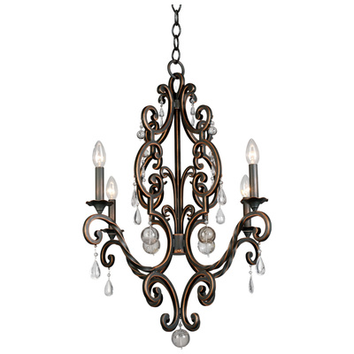 Chandelier Kalco Montgomery Hand Forged Wrought Iron | Cry Vintage Iron Indoor 2638VI 0720062119303 Chandelier 5 to 8 Light 5-light 5 light 5 