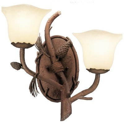 Wall Sconces Kalco Ponderosa Hand Forged Wrought Iron | Lea Ponderosa Small Piastra Standard Glass Indoor 3034PD/1255 0720062131459 Wall Sconce Rustic Lodge Traditional Indoor Lighting 