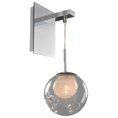 Wall Sconces Kalco Meteor Polished Steel | Handblown Gla Chrome Faux Calcite Standard Glass Indoor 309520CH/CLEAR 0720062281529 Wall Sconce Contemporary Indoor 