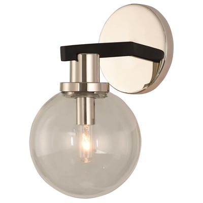 Wall Sconces Kalco Cameo Steel | Glass Matte Black Finish With Nickel Indoor 315421BPN 0720062295380 Wall Sconce Blackebony Mid-Century Modern Modern SCON Indoor 