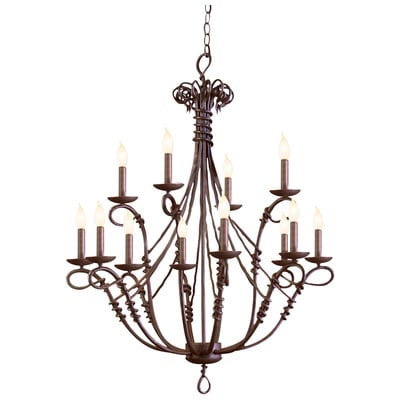 Chandelier Kalco Vine Hand Forged Wrought Iron Bark Indoor 3493BA/8045 0720062222447 Chandelier 5 to 8 Light 5-light 5 light 5 