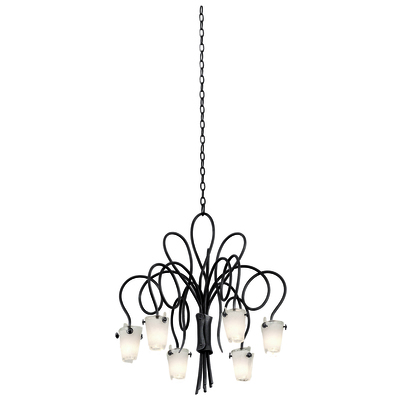 Kalco main, Tribecca Small Frost Side Glass, Transitional, Hand Forged Wrought Iron, Indoor, Chandelier, 0720062359457, 4308TO/FROST
