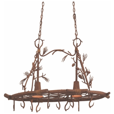 Kalco main, Rustic Lodge, Hand Forged Wrought Iron | Leather, Indoor, Pot Rack, 0720062006627, 5038PD