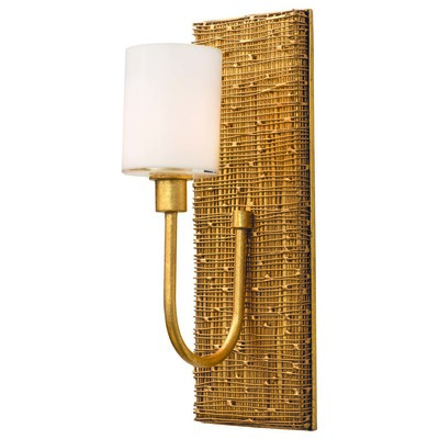 Wall Sconces Kalco Cestino Hand Crafted Steel | Linen | O Gold Leaf Indoor 504422GL 0720062295564 Wall Sconce Gold Naturally Inspired Indoor 