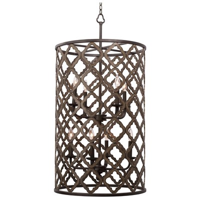 Pendant Lighting Kalco Whittaker Hand Forged Wrought Iron Brownstone Indoor 504854BS 0720062295663 Foyer 1 Light 2 Light 3 Light 4 Ligh Farmhouse Country Concrete Metal Crystal Metal Metal 