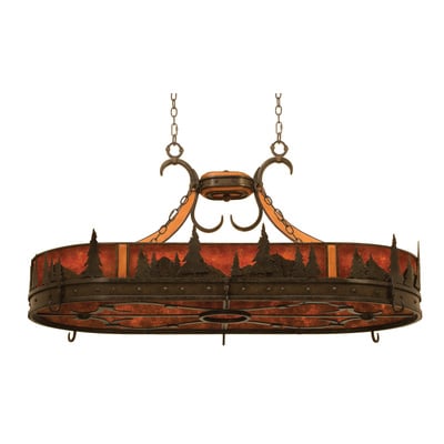 Billiard and Island Lighting Kalco Aspen Hand Forged Wrought Iron | Woo Natural Iron Indoor 5828NI 0720062007792 Pot Rack Art Deco Rustic Lodge Traditio Hand Forged Wrought Iron Steel Metal Bronze Zinc Copper Brass 