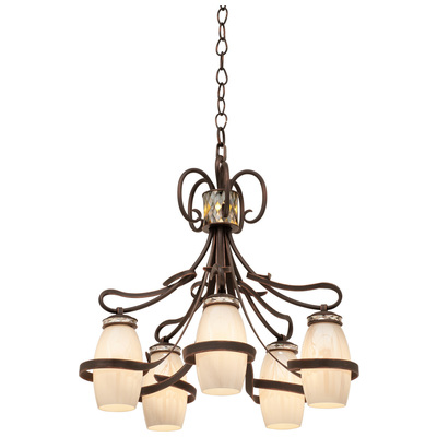 Chandelier Kalco Monaco Hand Forged Iron | Glass | Cry Antique Copper Monaco Opal Pearl Side Glass Indoor 6022AC/PEARL 0720062118634 Chandelier Blackebony 5 to 8 Light 5-light 5 light 5 