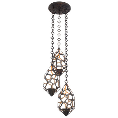 Pendant Lighting Kalco Fossil Hand Forged Wrought Iron Bronze Gold Indoor 6562BZG 0720062260494 Pendant Gold 1 Light 2 Light 3 Light 4 Ligh Concrete Metal Crystal Metal Bronze Gold Gold Metal 