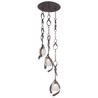 Pendant Lighting Kalco Solana Hand Forged Wrought Iron | Han Oxidized Copper Indoor 7547OC 0720062262351 Pendant Whitesnow 1 Light 2 Light 3 Light 4 Ligh Industrial Concrete Metal Crystal Metal Metal White 