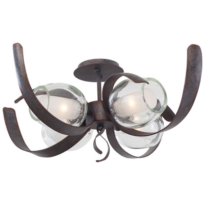 Flush Mount Lighting Kalco Solana Hand Forged Wrought Iron | Han Oxidized Copper Indoor 7549OC 0720062262375 Semi Flush Mount Whitesnow Flush Mount Semi Flush Semi Copper Glass Iron 