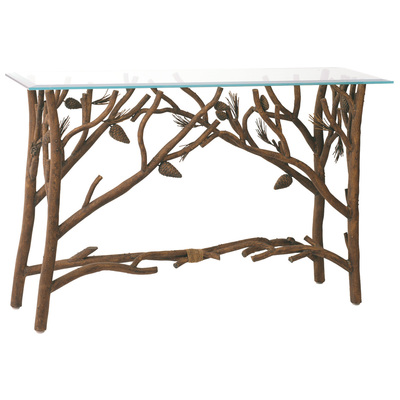 Kalco main, Rustic Lodge, Hand Forged Wrought Iron | Leather, Indoor, Console Table, 0720062025796, 871PD