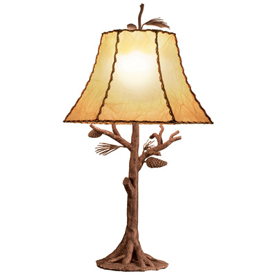 Table Lamps Kalco Ponderosa Hand Forged Wrought Iron | Lea Ponderosa Indoor 872PD 0720062025802 Table Lamp Rustic Lodge TABLE Traditional Blown Glass Crystal Cement L 