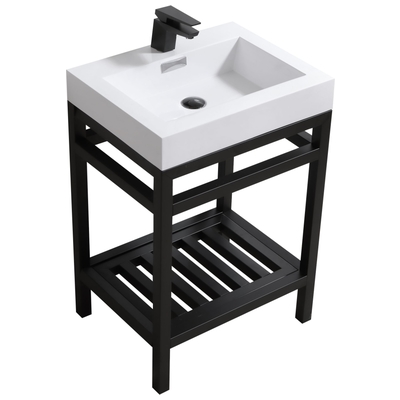 Bathroom Vanities KubeBath Cisco Black AC24-BK 0707568645154 Under 30 Modern Black With Top and Sink 25 