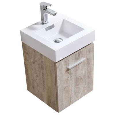 Bathroom Vanities KubeBath Bliss Nature Wood BSL16-NW 0707568645031 Under 30 Modern Wall Mount Vanities With Top and Sink 25 