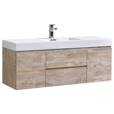 Bathroom Vanities KubeBath Bliss Nature Wood BSL60S-NW 0707568645109 Single Sink Vanities 50-70 Modern Wall Mount Vanities With Top and Sink 25 