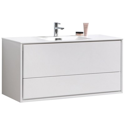 Bathroom Vanities KubeBath DeLusso White DL48S-GW 0707568644898 Single Sink Vanities 40-50 Modern White Wall Mount Vanities With Top and Sink 25 