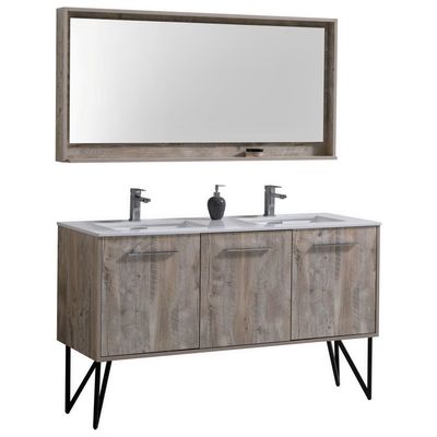 Bathroom Vanities KubeBath Bosco Nature Wood KB60DNW 0707568644591 Double Sink Vanities 50-70 Modern With Top and Sink 25 