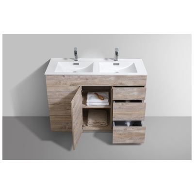 KubeBath Bathroom Vanities, Double Sink Vanities, 40-50, Modern, With Top and Sink, 0710918196343, KFM48D-NW