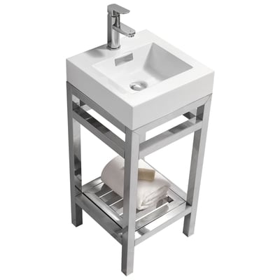Bathroom Vanities KubeBath Cisco Chrome AC16 0707568643280 Under 30 Modern White With Top and Sink 25 