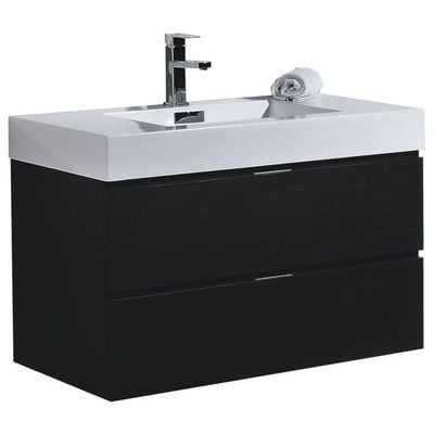 Bathroom Vanities KubeBath Bliss Black BSL36-BK 0707568640005 30-40 Modern Black Wall Mount Vanities With Top and Sink 25 