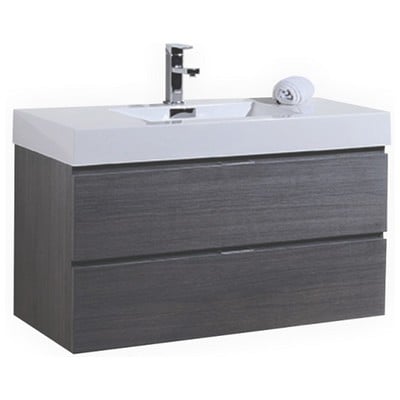 Bathroom Vanities KubeBath Bliss Gray BSL40-GO 0707568640197 30-40 Modern Gray Wall Mount Vanities With Top and Sink 25 