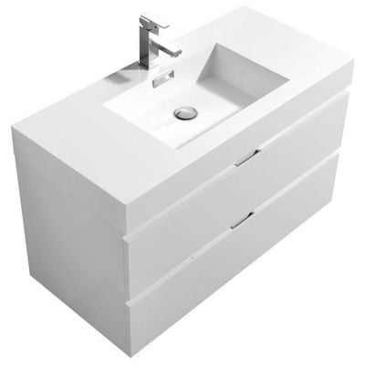 Bathroom Vanities KubeBath Bliss White BSL40-GW 0707568640173 30-40 Modern White Wall Mount Vanities With Top and Sink 25 