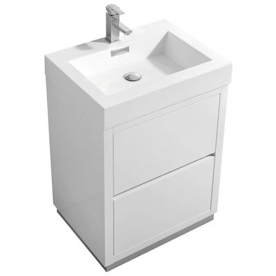 KubeBath Bathroom Vanities, Under 30, Modern, White, With Top and Sink, 0707568641217, FMB24-GW