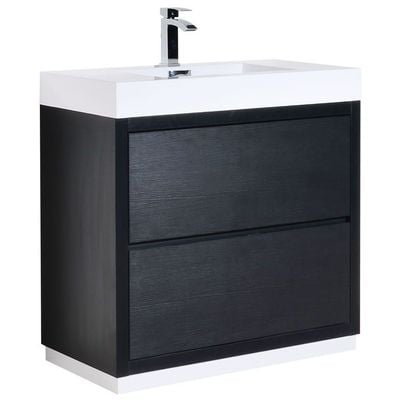 Bathroom Vanities KubeBath Bliss Black FMB36-BK 0707568649961 30-40 Modern Black With Top and Sink 25 